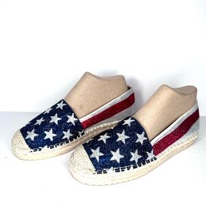 INC America 4th of July Espadrille Shoes Blue, Red, White Size 8.5